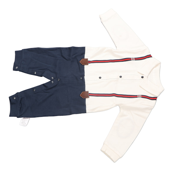 Baby Jumpsuit för Pojkar, Långärmad med Trådda Manschetter, Knappstängning, Pojkkläder med Fluga, 73 cm