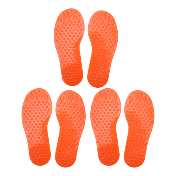 3 Par Fotavtryck Markörer PVC Färgglada Fotformade Träningsplattor Leksak för Inomhus Utomhus Orange