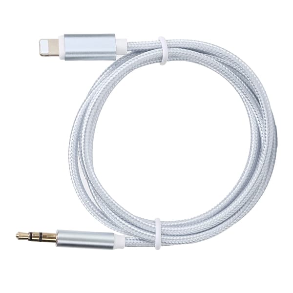IOS AUX-kabel 3,5 mm lydadapter nylonflettet hvit