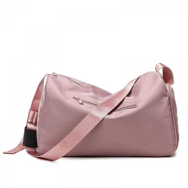 Sports Duffel Bag Fritid Våt Og Tørr Separasjon Sports Messenger Bag, Vanntett Oxford Cloth Weekender Handbag Rosa