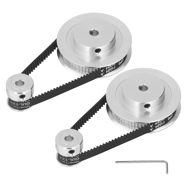 2 set synkronhjul GT2 aluminiumlegering kuggremshjul med 2 st längd 200 mm bredd 6 mm rem 5 mm innerdiameter
