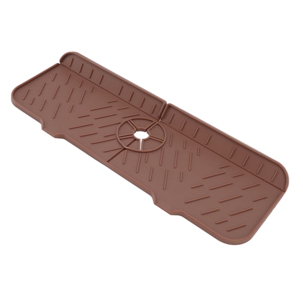 Vattenabsorberande matta för kökskran, tvättbar, återanvändbar, i silikon, för diskbänk, bänkskiva, vattenuppsamlare för kök, badrum, husbil, brun