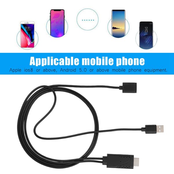 1080P USB till HDMI Adapterkabel för iPhone och Android - 2 i 1