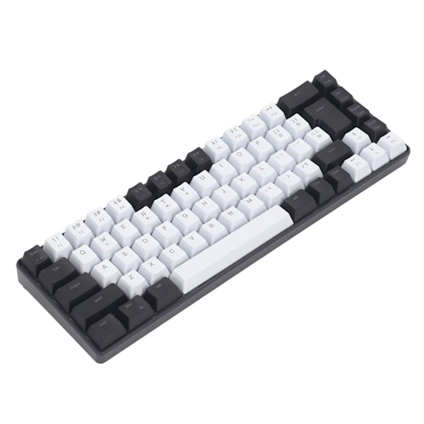 Membran Gaming Keyboard 68 Taster RGB Bakgrunnsbelyst Ergonomisk USB-grensesnitt Datatastatur for Win System Office Family Svart Hvit