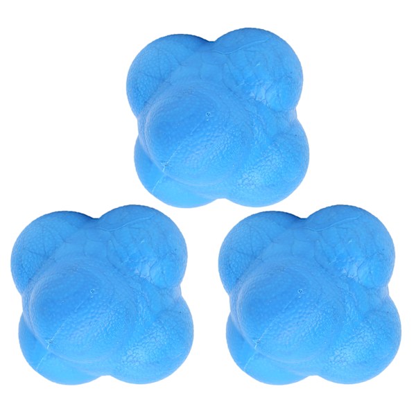 3st Hex Bounce Reaction Ball TPR Coordination Reflex Exercise Sport Fitness Training Ball Blå