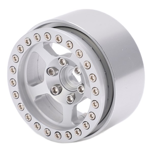 1.9 Tum Beadlock Hjul Aluminiumlegering 5 Håls Silverfälgar Icke-Färgande Lås Däck RC Hjul Fälgar Hjulnav Silver