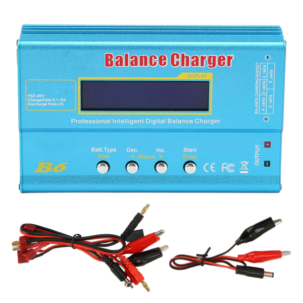 LiPo Battery Balance Charger 80W 1 til 6S LCD Display RC Batterioplader Aflader til NiMh NiCd Li Ion LFP SLA