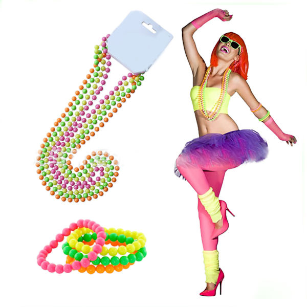 Perlekjede 80cm Plast 4 Farger Anheng Dekorativ for Fest Dans Karaoke