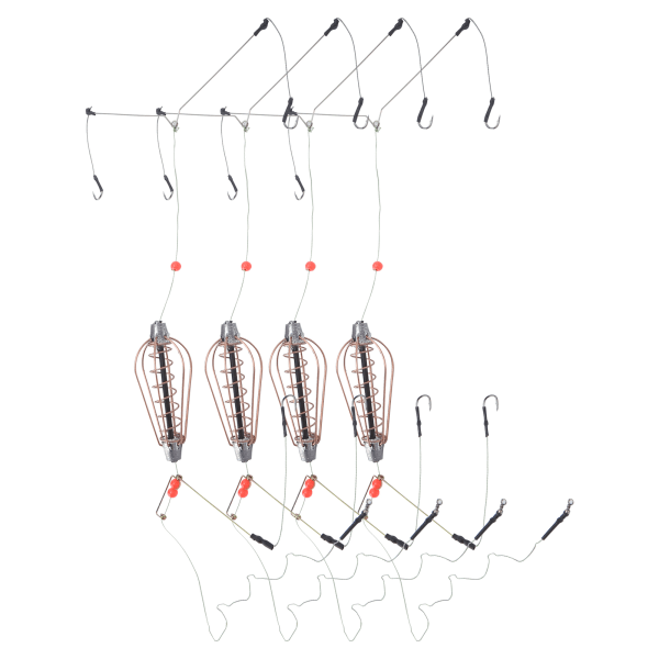 4stk fiskeagnbur Kobberfjærkurv lokkemater med kroker Fisketilbehør