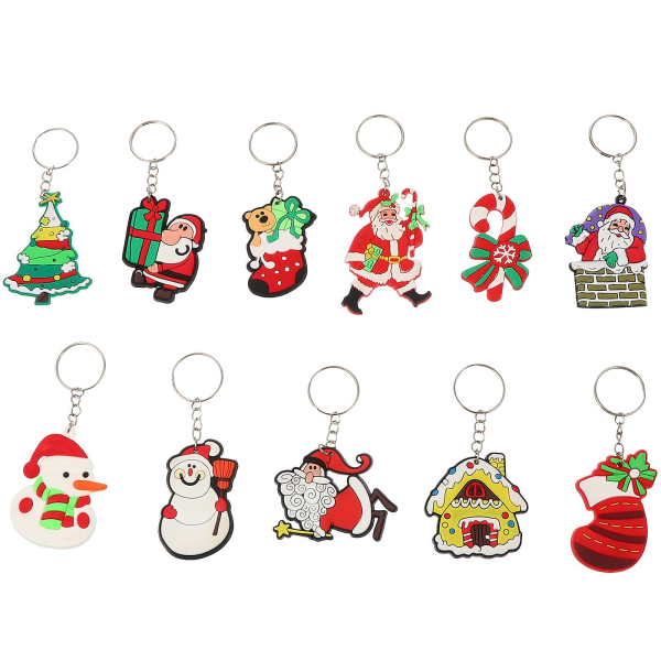 22stk Delikat julenøkkelring Creative Santa Snowman Nøkkelring Til Bag