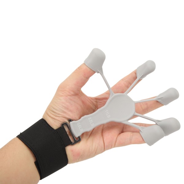 Silikon Finger Strengthener Exerciser Strength Trainer 3 Resistant Level Hand Grip Strengthener Grå