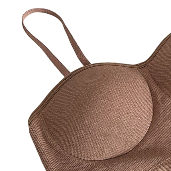 Spagetit hihnat Tube Top säädettävällä avoimella selällä Perus hihaton Tube Top lateksikiinnitteisellä kupilla Khaki Vapaa koko (40‑67.5kg / 88.2‑148.8lb )