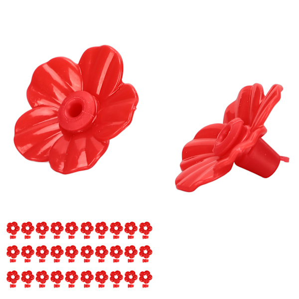 30 sæt kolibrifoderblomster flerfarvede unikke udskiftelige kolibrifoderblomstertilbehør rød