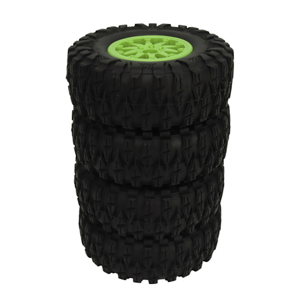 4 KPL 2.2 Tuuman RC-maastoauton renkaat nylonisella kolmionmuotoisella navalla RC-auton renkaat Axial SCX10 90046:lle, Traxxasille, Redcat GEN8:lle, vihreä