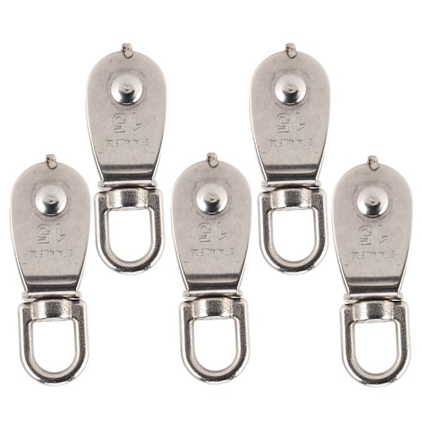 5 stk enkelt remskive rulle rustfrit stål 1500 kg leje med tykkelse 15 mm/0,6 tommer robust hardware