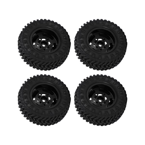 4st 55mm Främre Bakre Gummidäck och 5-ekrade Metallfälgar Set för AXIAL SCX24 1/24 RC Bil Svart