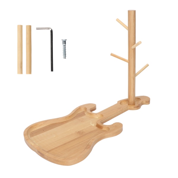 Nøgleopbevaringsbakke Træ Moderne Guitarformet Base Smykker Nøgleopbevaringsstativ til Soveværelset Toiletbord