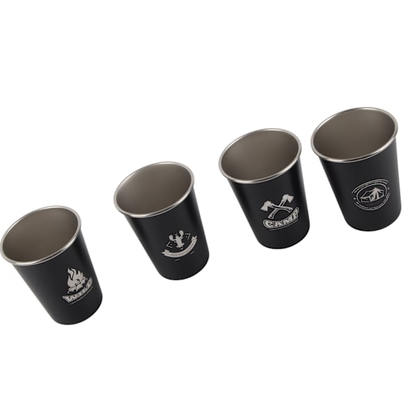 4 stk Camping Kopper Svart 350ml Utendørs Camping Bærbar Rustfritt Stål Høy Temperaturbestandig Konisk Pint Kopper Sett