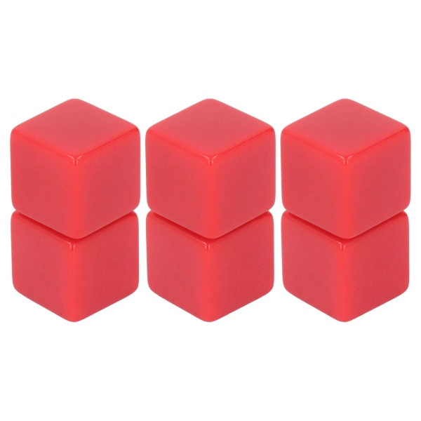 6st Blank set rätvinklig plast hexaedriska kuber Klassrumsbrädspel DIY Math Counting Undervisningsfest Gunst Kul Röd