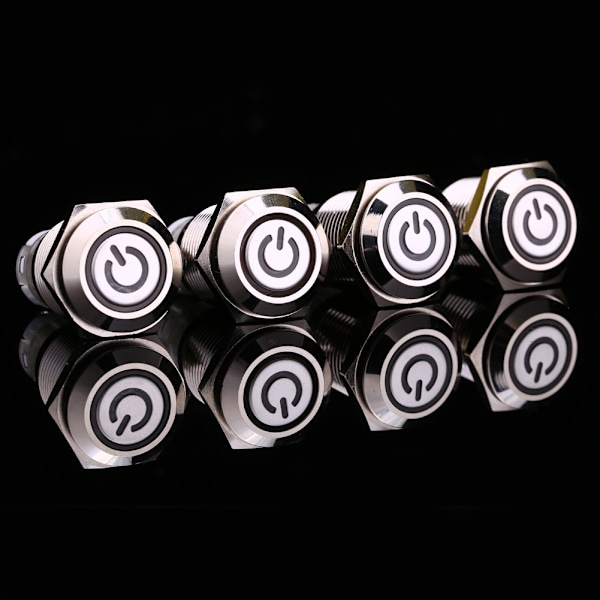 1 styck 16mm 1NO 1NC Anslutning 12V Metall LED Vippströmbrytare Låsande Tryckknapp