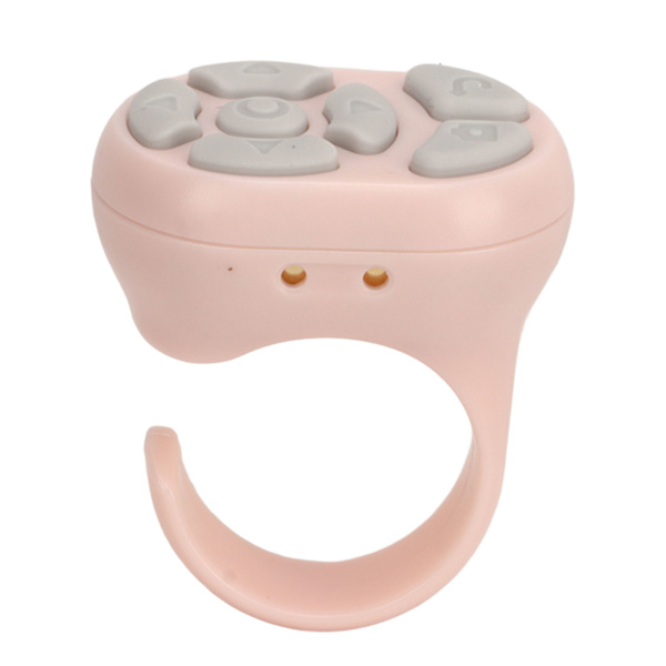 Fjernbetjening Scrolling Ring Bluetooth APP Side Vender Kamera Fjernbetjening Udløser Selfie Knap med Opladningsetui til Mobiltelefon Pink