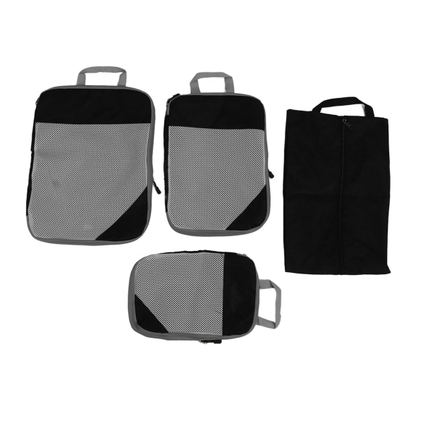 Kompressionspakning Tasker Vandtæt Bærbar Bagage Kuffert Organizer Taske til tøj Undertøj Sko 4 stk Sort