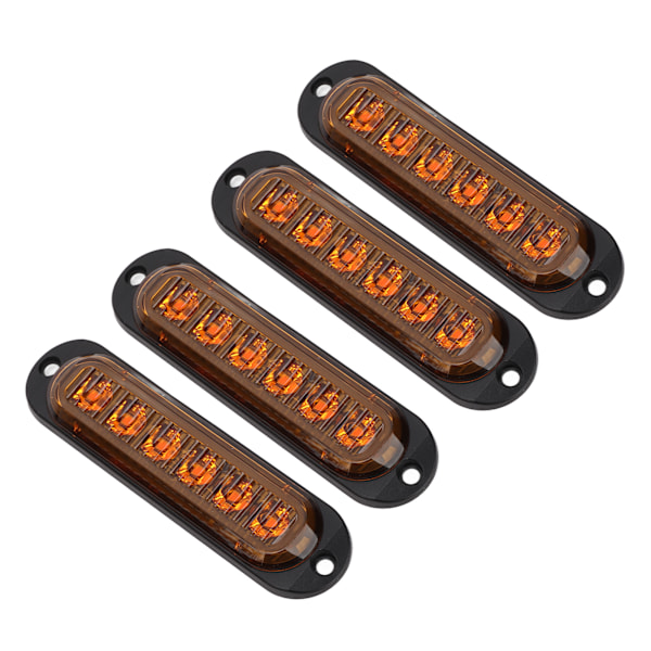 4 kpl Kuorma-auton Sivuvalot Korkea Kirkkaus 90LM IP65 Vedenkestävä 6 LEDiä Kuorma-auton Hätävilkku 12‑24V Keltainen