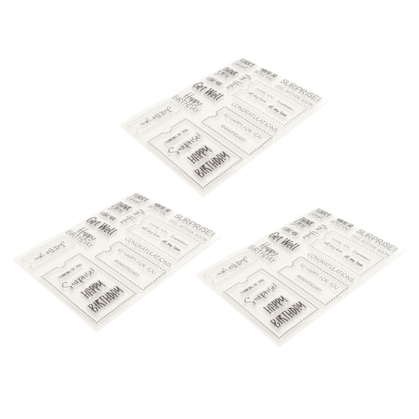 3 stk klare stempler DIY Interessant Slitesterk Gjenbrukbart TPR-materiale Gjennomsiktig utseende Preging Scrapbooking-verktøy
