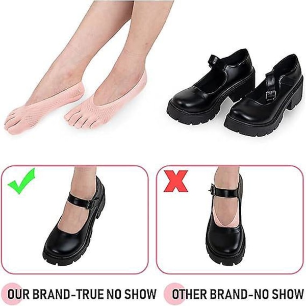 Unike fem-finger-tå-sokker for kvinner, sklisikker myk pustende komfort, anti-blokkering, anti-svette, forhindre hevelse (5 par)