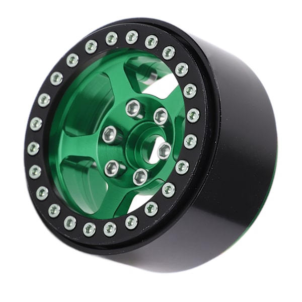 1.9 Tum Beadlock Hjul Aluminiumlegering 5 Håls Silverfälgar Icke-Färgande Lås Däck RC Hjul Fälgar Hjulnav Fluorescerande Grön