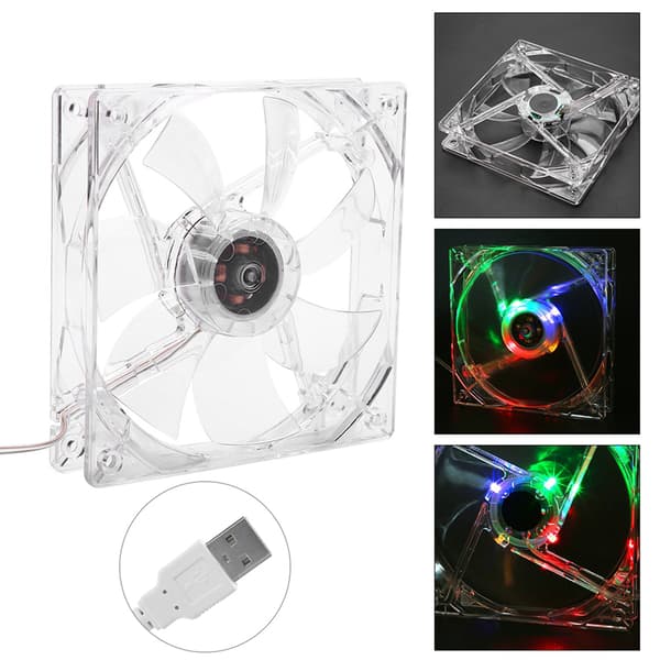 12 cm USB LED Gennemsigtig Farverig Lys Køleventilator PC Computer CPU Køleventilator