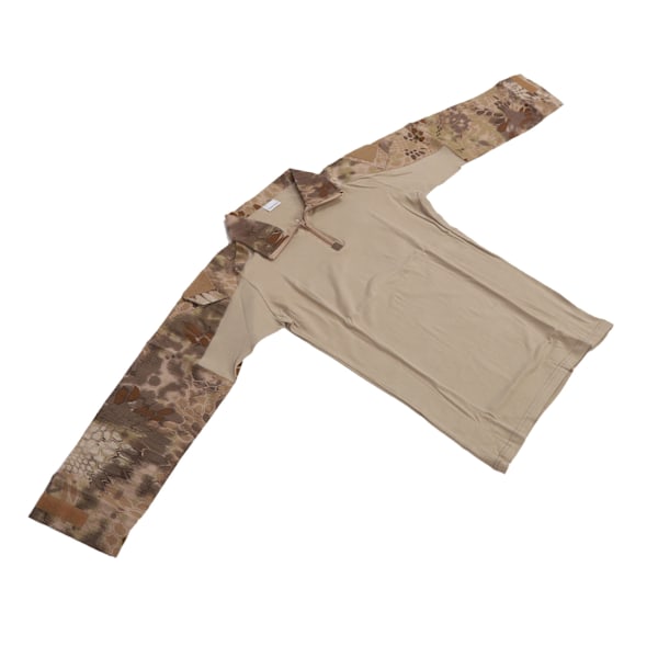 Combat Shirt Langærmet Lynlås Unisex Bomuld Polyester Åndbar med Albuebeskytter Skulderlomme Combat Beklædning til Cosplay Brun Python Print M
