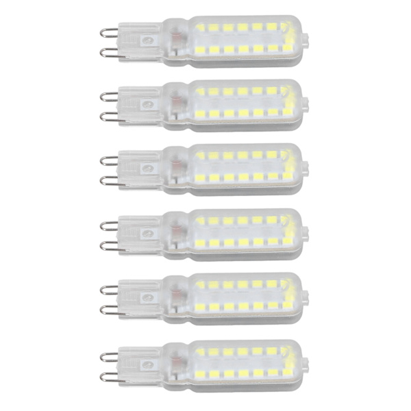 6 kpl G9 LED-lamppua 7W himmennettävä 360° valaistus Vaihtolamppu Seinäpöytäkaapin lamppu Valkoinen valo 110-140V