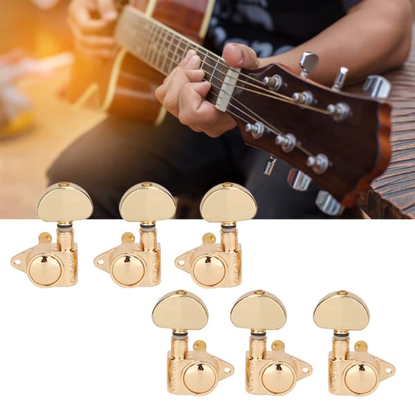 6 sett 3R3L gullbelagte gitarstemmeskruer, stemmemaskiner, gitartilbehør