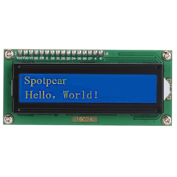 LCD-displaymodul 1602 Skärm Utbyggnadskort Tillbehör för Raspberry Pi Pico I2C Seriell Port