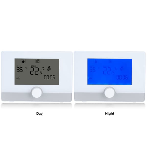 Programmerbar Termostat Temperaturregulator til Vægmonteret Kedel Varmesystem Sort