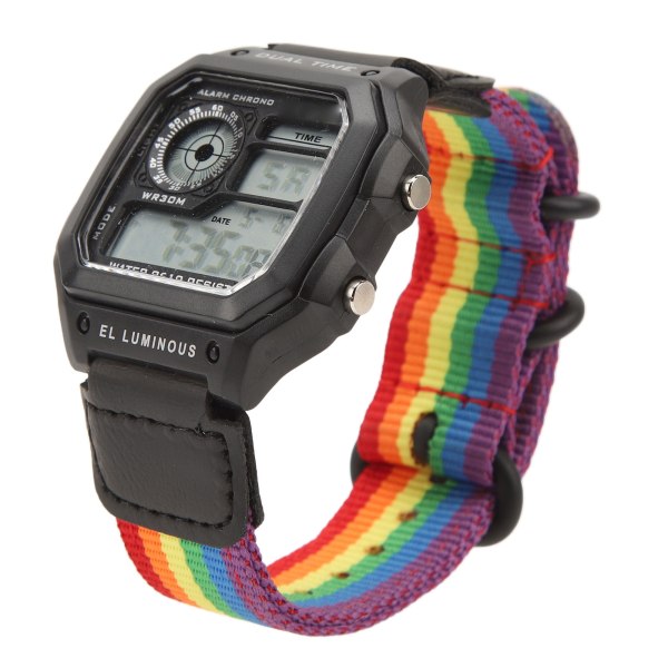 Digitaalinen kronografikello Watch vedenpitävä multi retrotyylinen neliönmuotoinen elektroninen watch 6 väriä