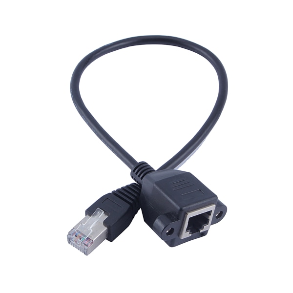 30 cm RJ45 hann-til-hun-skruepanelmontert LAN Ethernet-nettverksforlengelseskabel