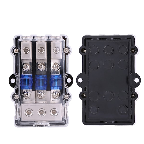 Universal 60A Bilstereo Audio Strømssikringboks Holder Blok 1 Ind 3 Veje Ud