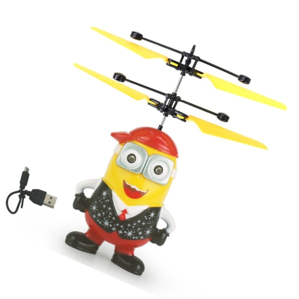 Flying Machine Toys Blendende Lys Fjernkontroll Induksjon Dual Mode Little Man Flying Machine Toys Rød