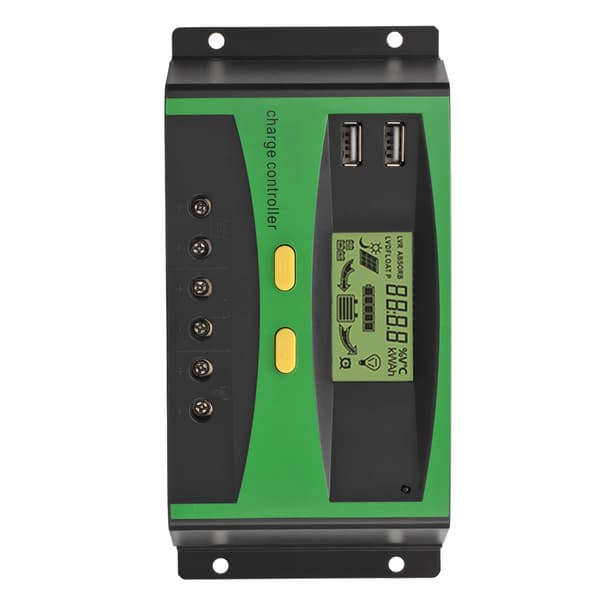 Solcelleladningsregulator Automatisk Genkendelse LCD-skærm Strømvisning Intelligent Solregulator 12V 24V 60A