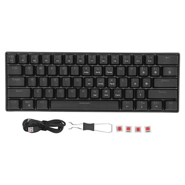 Mekaniskt speltangentbord 61 röda strömbrytare Tangentbord Bärbart LED-bakgrundsbelyst minitangentbord för Windows PC Laptop