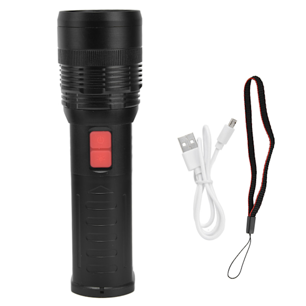 P70 Multifunktionell ficklampa USB uppladdningsbar COB LED nödficklampa med snöre för camping vandring