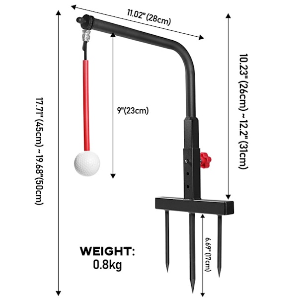 Golf treningsutstyr jernstativ ball jern gaffel treningsutstyr swing trainer jern swing trainer hengeball - gul