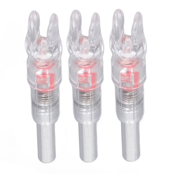 3 STK opplyste nokker for piler Automatisk belysning 6,2 mm innvendig diameter bueskytingsskaft lysende pilhale for utendørs rød