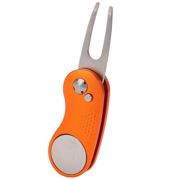 Golf Divot reparationsverktyg Rostfri golfgaffel med popup-knapp Putting Green Pitchfork (orange)