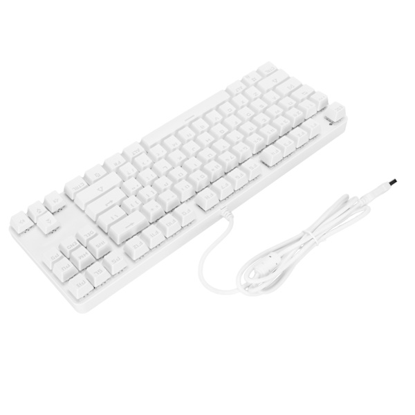 Mekaaninen pelinäppäimistö 87 näppäintä 9 taustavalotilaa Langallinen USB taustavalaistu näppäimistö PC-pelaajille, valkoinen