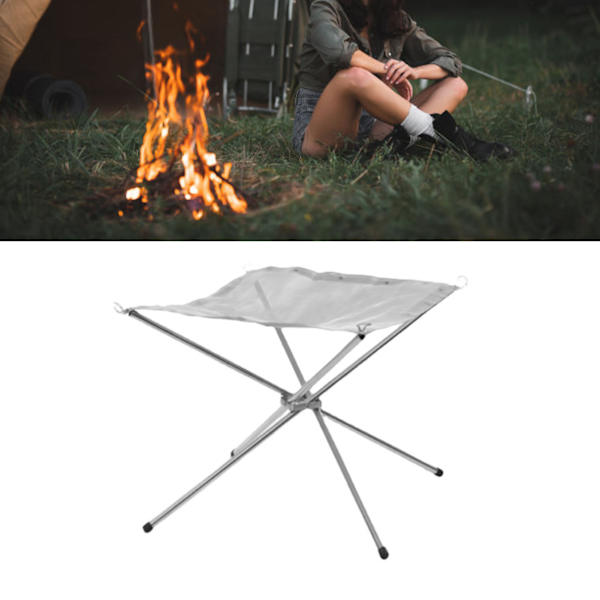 Bærbart utendørs bålsted sammenleggbart bålstativ Camping Grill Mesh brennestativ M 42x42cm/16,5x16,5in