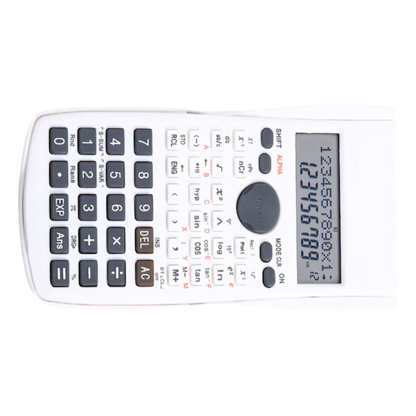 Scientific Calculator 12 cifret 240 funktioner Multifunktion stort display funktion lommeregner med glidende hårdt låg Hvid