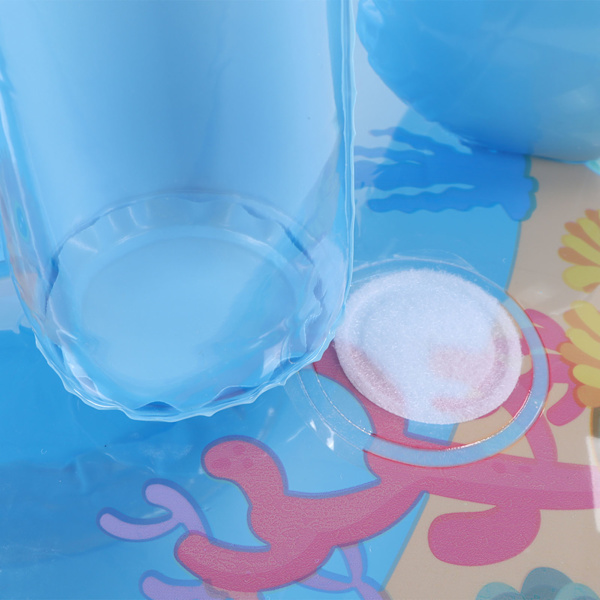 Baby Pool Float Solskydd Badring Spädbarns Säte Båt Uppblåsbar Leksak med Markis Handtag Liten Klocka Blå
